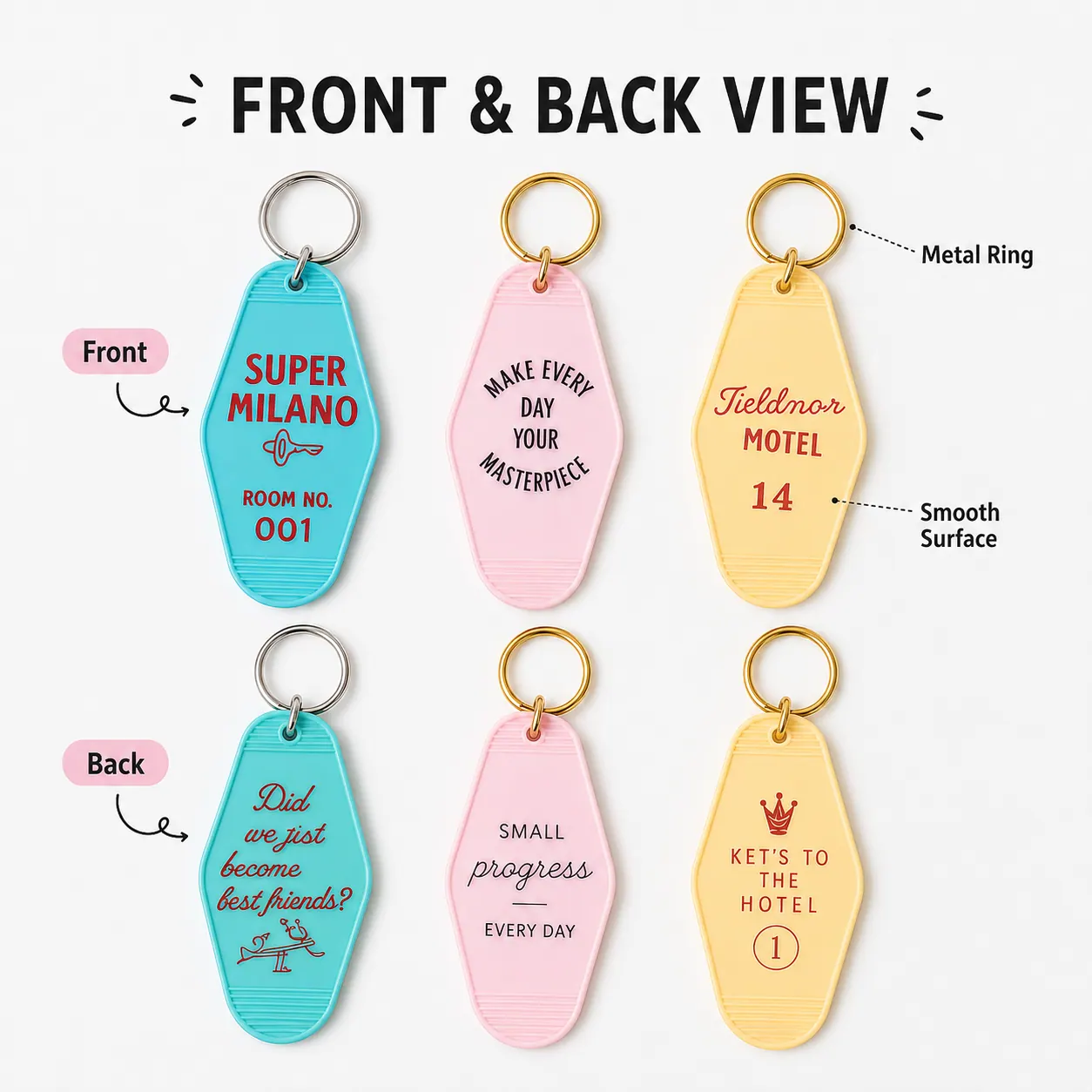 Custom Hotel / Motel Keychains real product sample