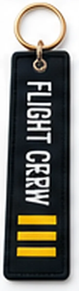 Black flight tag keychain reading Flight Crew