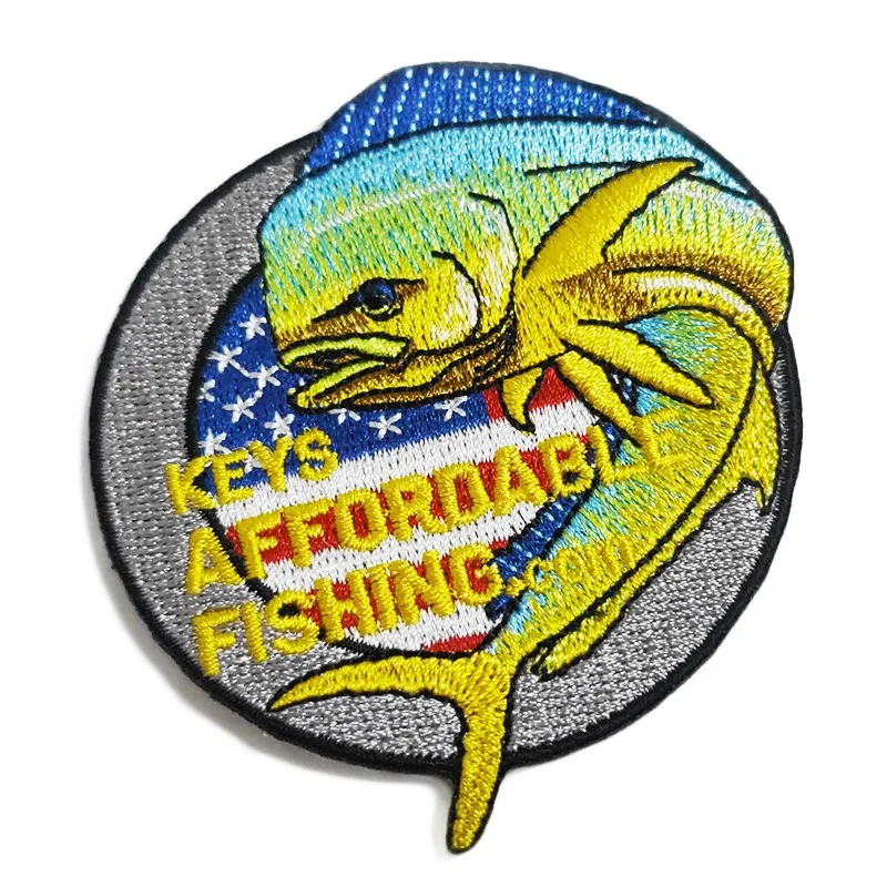 Keys Affordable Fishing mahi-mahi custom embroidered logo patch